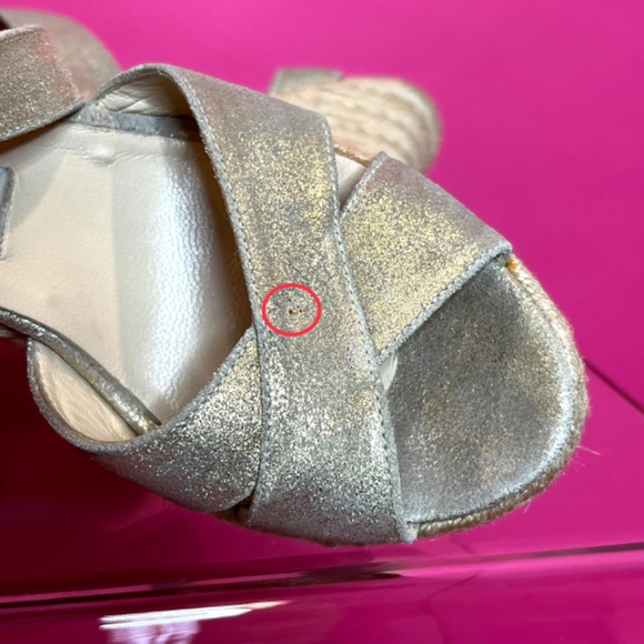 Jimmy Choo Phoenix Gold Platform Wedge ➡️ FLAWS ⬅️ - Picture 8 of 14